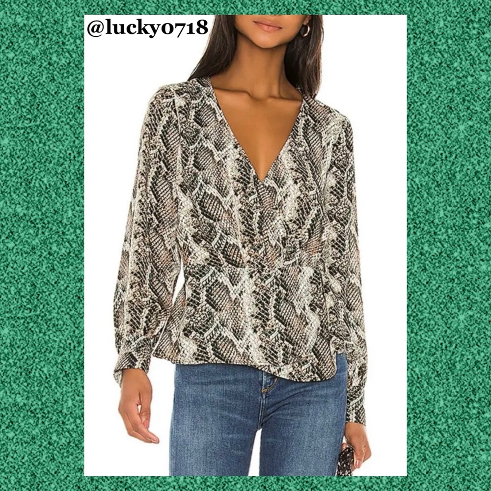 Cupcakes & Cashmere NWT Jasper Wrap Front Top in Green & Brown Sz S,